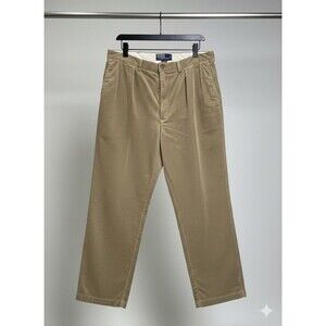 Polo By Ralph Lauren Andrew Pants Men 38*30 Tan Pleated Corduroy 100% Cotton